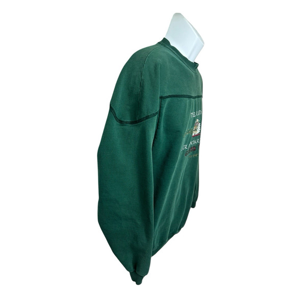 Vintage Guess Dark Green Sweatshirt Sz L Embroidered Made USA Pullover 90's - Picture 7 of 14